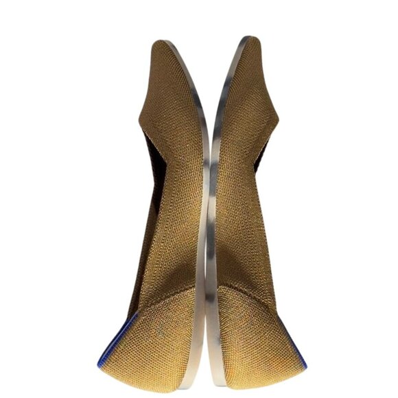 ROTHY'S Womens Pointed-Toe Flats Recycled Knit Bronze/Brown Blue Trim Size 7 - Picture 5 of 11